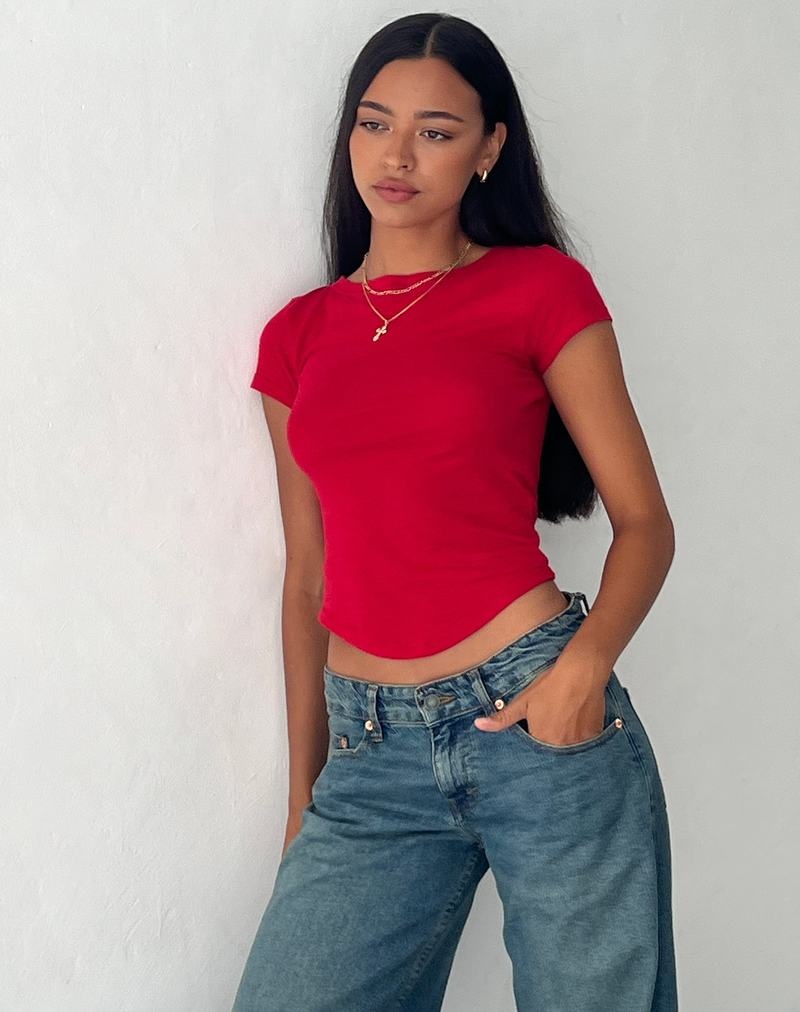 Motel Rocks Jojes Jersey Tee T-shirts Damen Rot | XXE8213UX