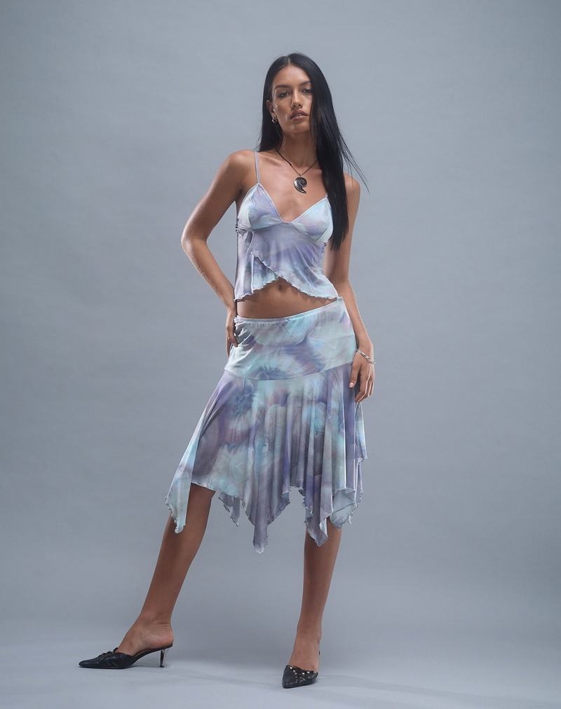 Motel Rocks Jovali Low Taille Midi Röcke Damen Blau | YLJ9066UE