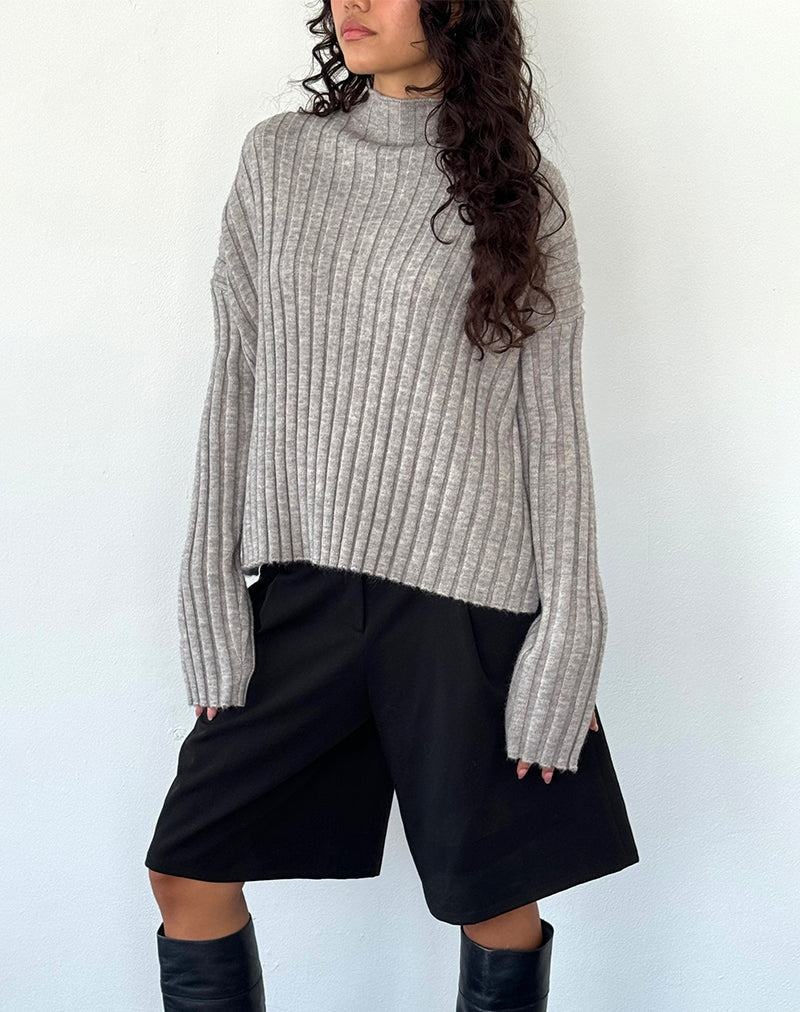 Motel Rocks Judah Oversized Chunky Rib Knit Pullover Damen Hellgrau | HPQ5624FB