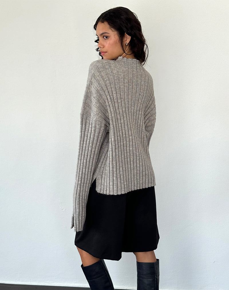Motel Rocks Judah Oversized Chunky Rib Knit Pullover Damen Hellgrau | HPQ5624FB