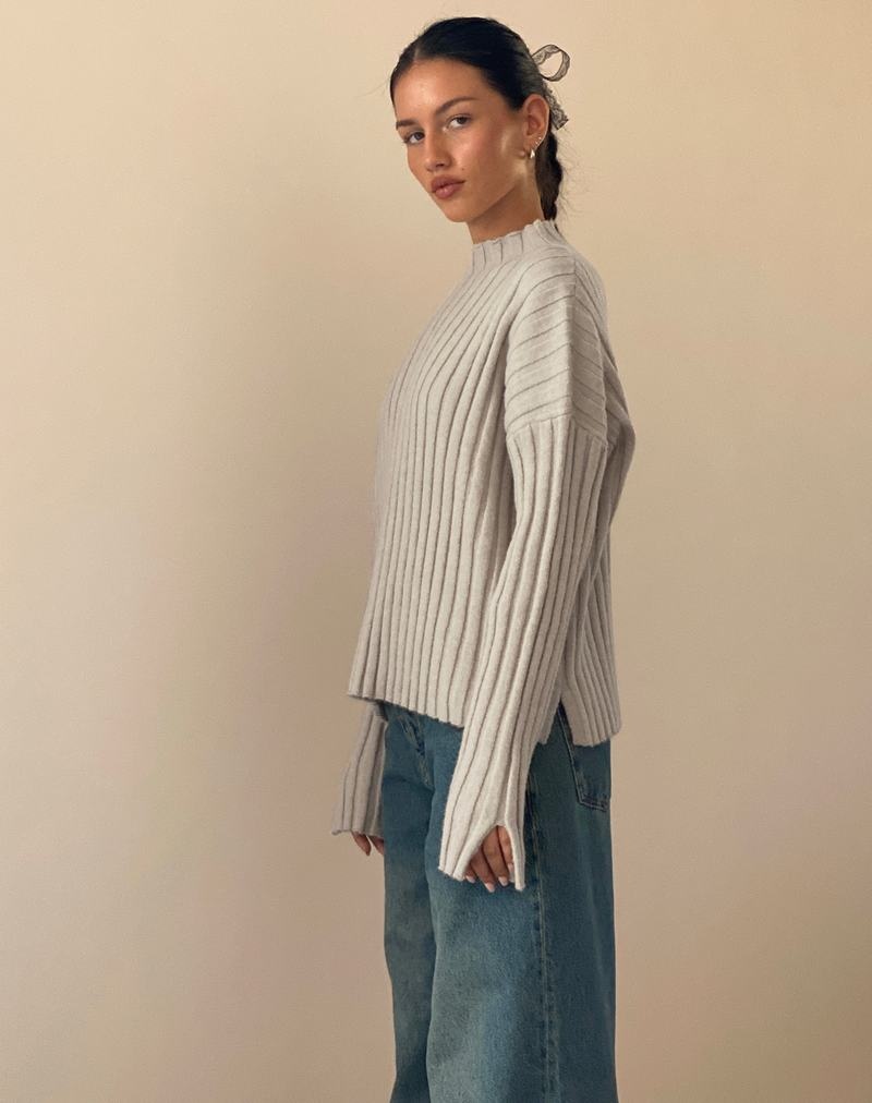 Motel Rocks Judah Oversized Chunky Rib Knit Pullover Damen Beige | RZB7014VC