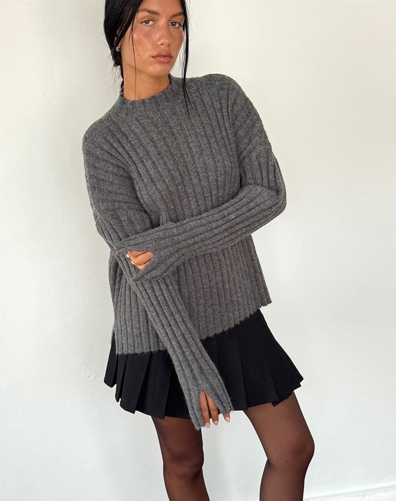 Motel Rocks Judah Oversized Chunky Rib Knit Pullover Damen Grau | XGU6533HR