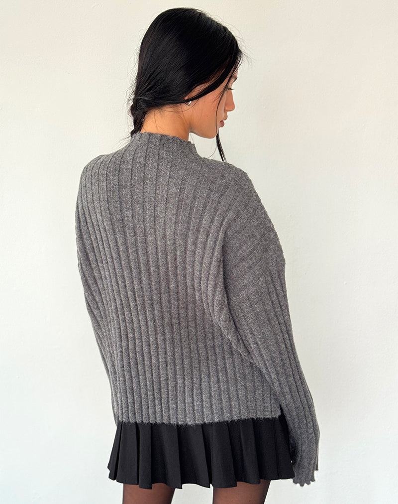 Motel Rocks Judah Oversized Chunky Rib Knit Pullover Damen Grau | XGU6533HR