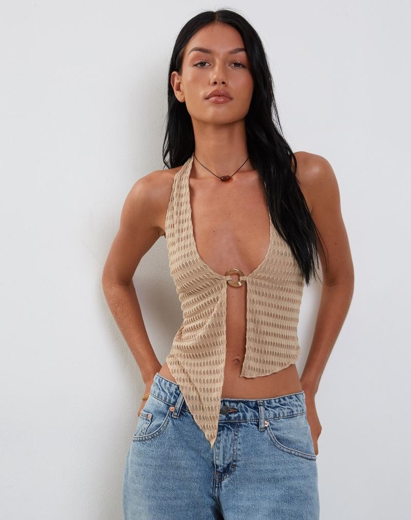Motel Rocks Kacie Halter Weste Damen Beige | GWS7759PQ