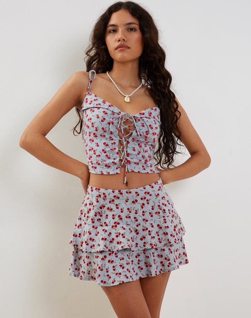 Motel Rocks Kalilo Spitze Front Weste Damen Blau Rot | XES1225OC