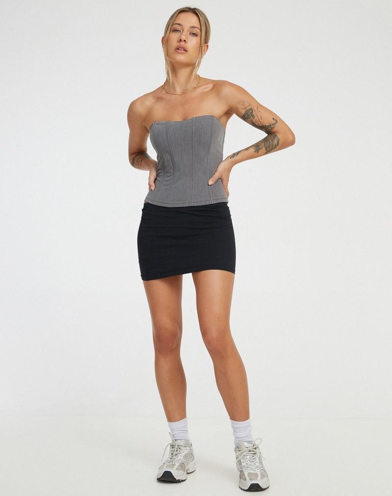 Motel Rocks Kansa Corset Weste Damen Grau | YSM6376MQ