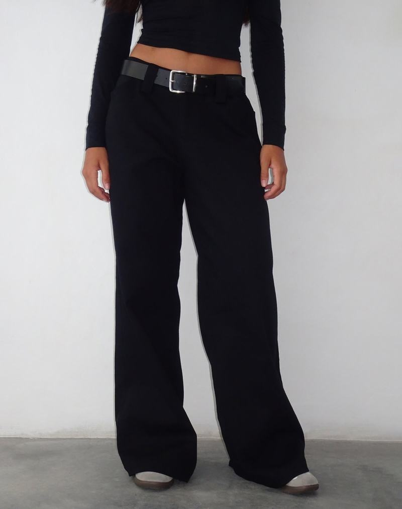 Motel Rocks Kaomy Weite Leg Hosen Damen Schwarz | ZIP8027RZ