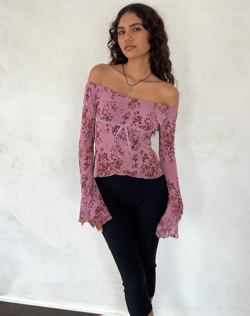 Motel Rocks Kareena Long Sleeve Bardot T-shirts Damen Lila | EDT2353AL