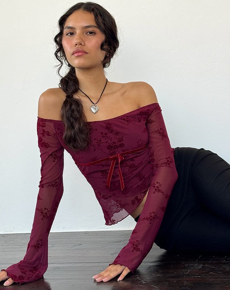 Motel Rocks Kareena T-shirts Damen Rot | MWD1670CC