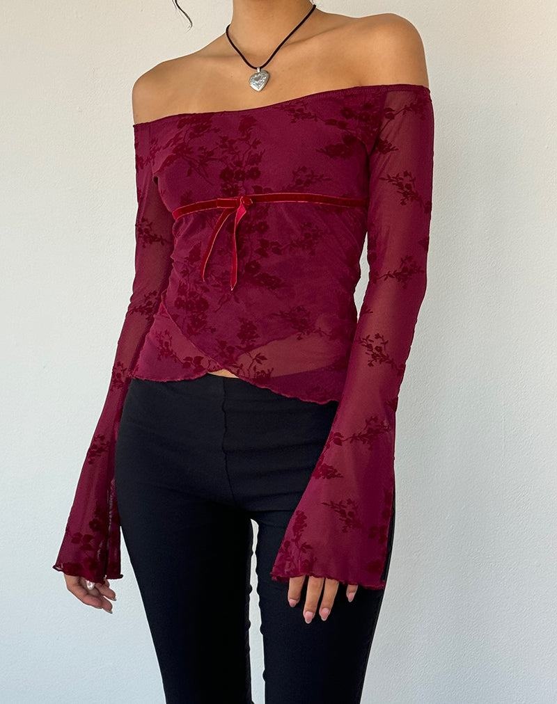 Motel Rocks Kareena T-shirts Damen Rot | MWD1670CC