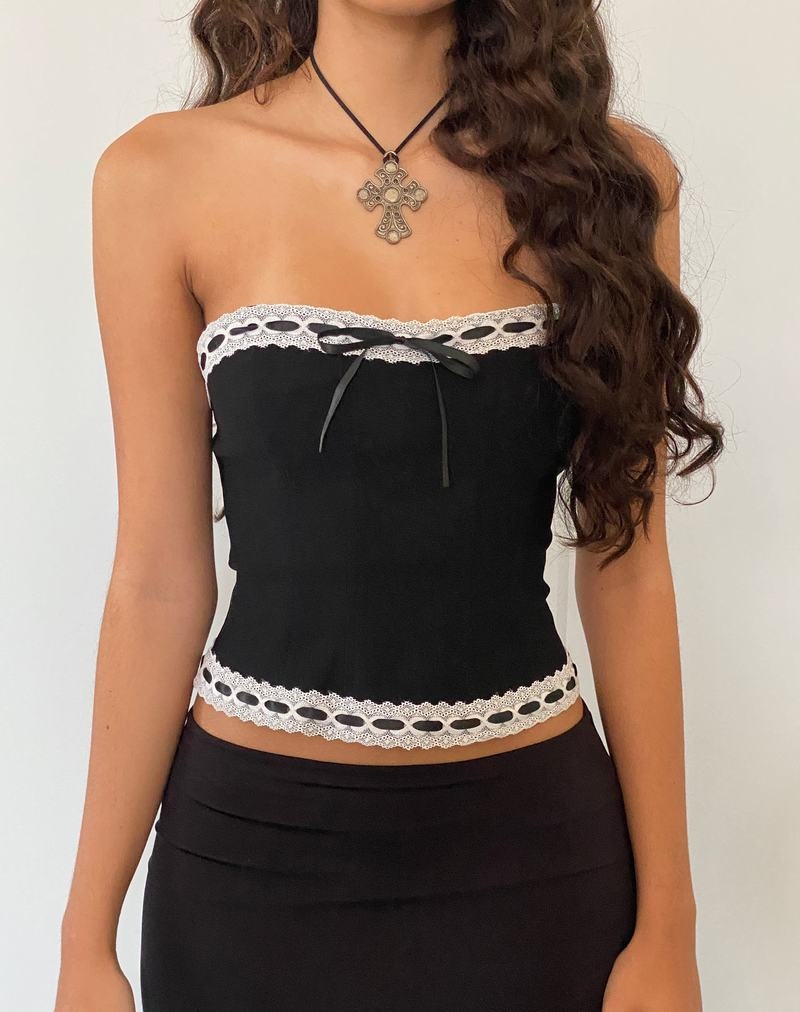 Motel Rocks Karida Spitze Edge Corset Weste Damen Schwarz | NQO7317ZG