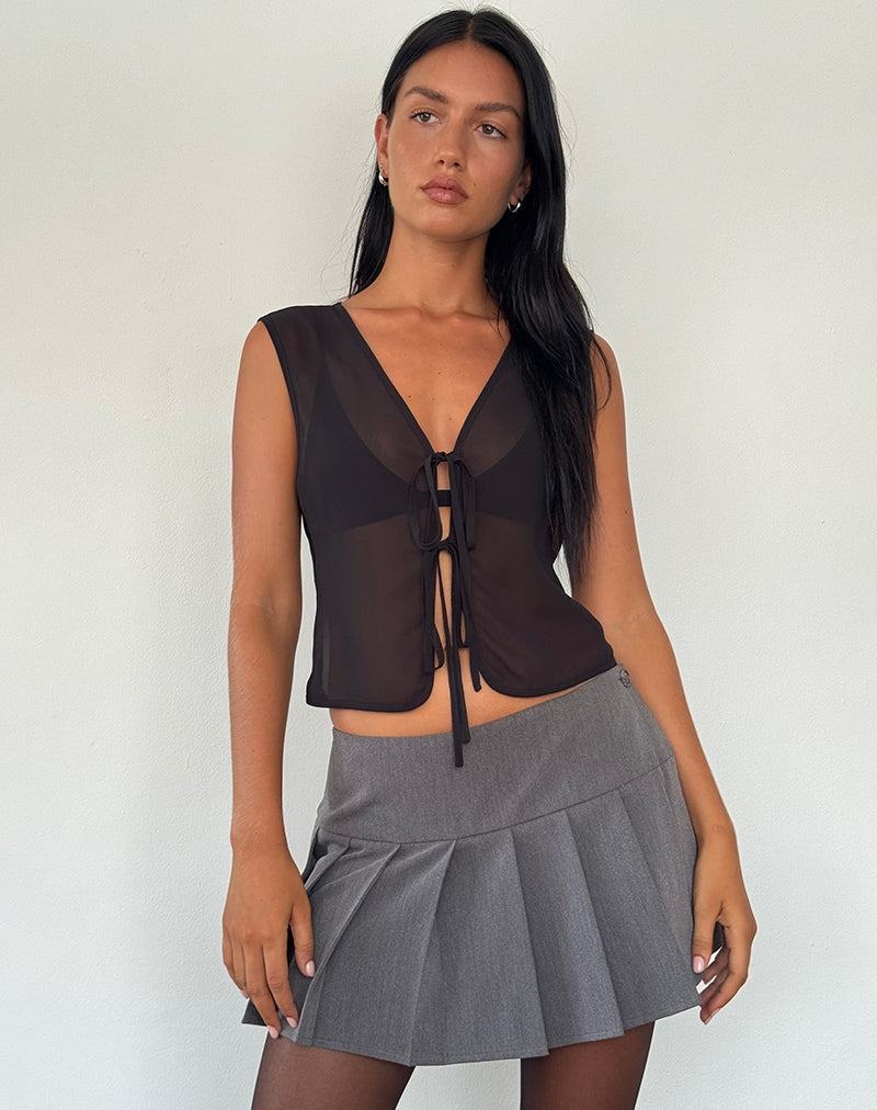 Motel Rocks Kayve Tie Front Top Weste Damen Schwarz | BYY2821IO