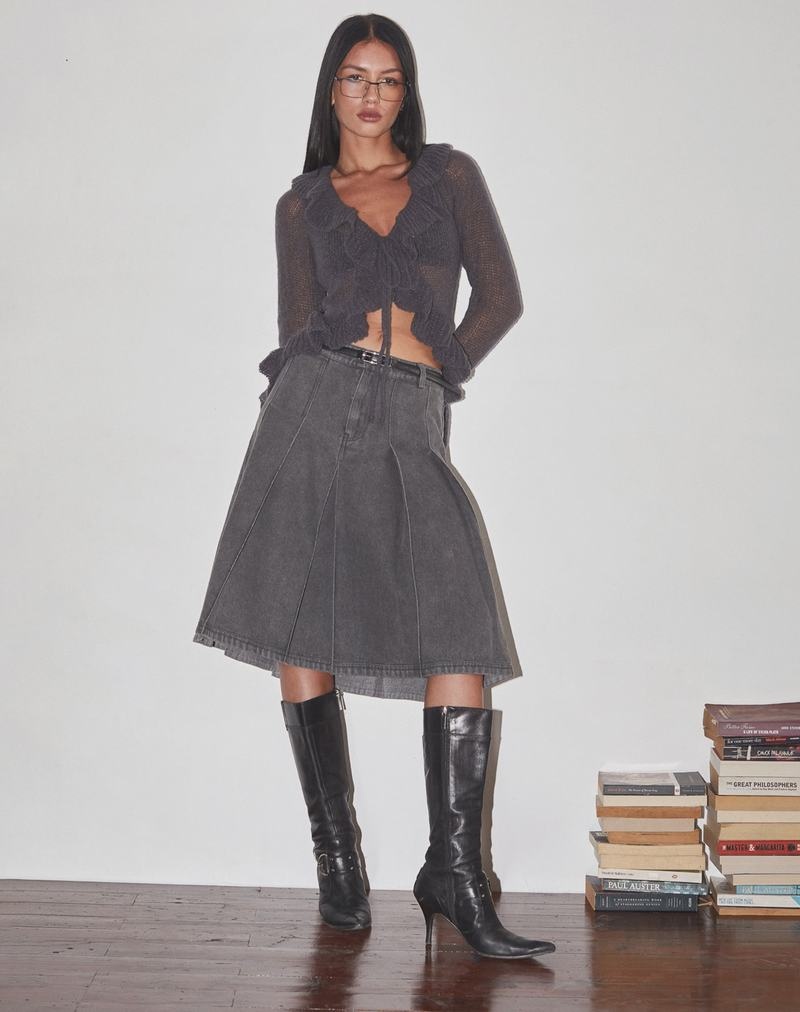 Motel Rocks Kendra Ruffle Strickjacke Damen Dunkelgrau | IJE10035NE