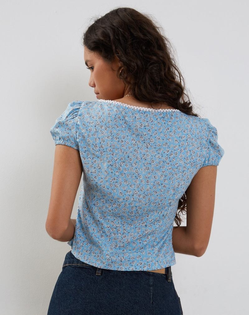 Motel Rocks Laz T-shirts Damen Blau | VQL244WB