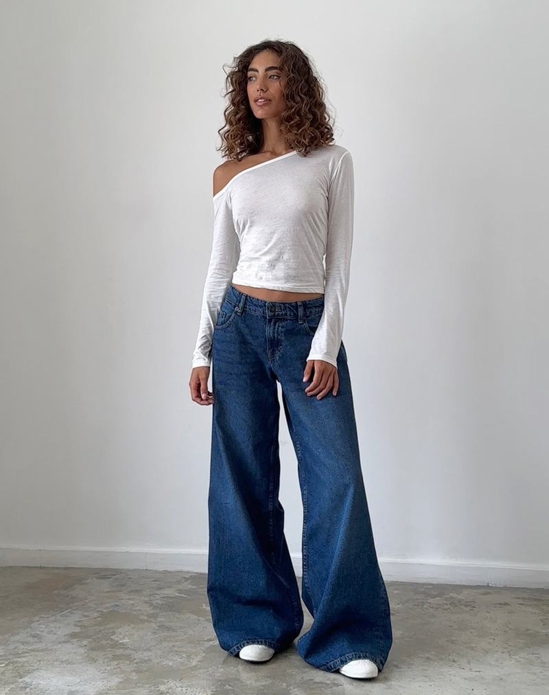 Motel Rocks Ledez Asymmetric Slouchy T-shirts Damen Weiß | YDA845JE