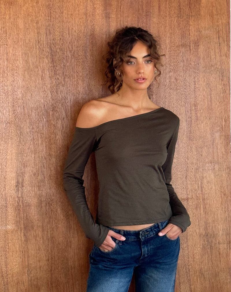 Motel Rocks Ledez Asymmetrical Slouchy T-shirts Damen Grün | PSC6523KR