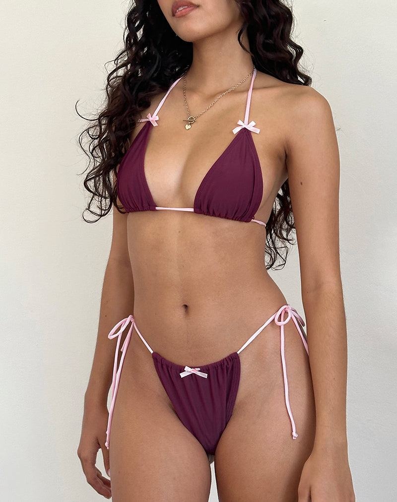Motel Rocks Leyna Bow Bikinihosen Damen Rot Rosa | OVQ9584WJ
