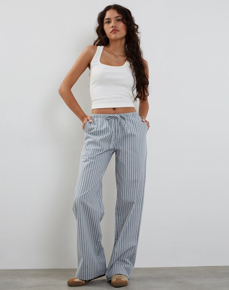 Motel Rocks Lirura Weite Leg Hosen Damen Grau Weiß | YDC9799JV