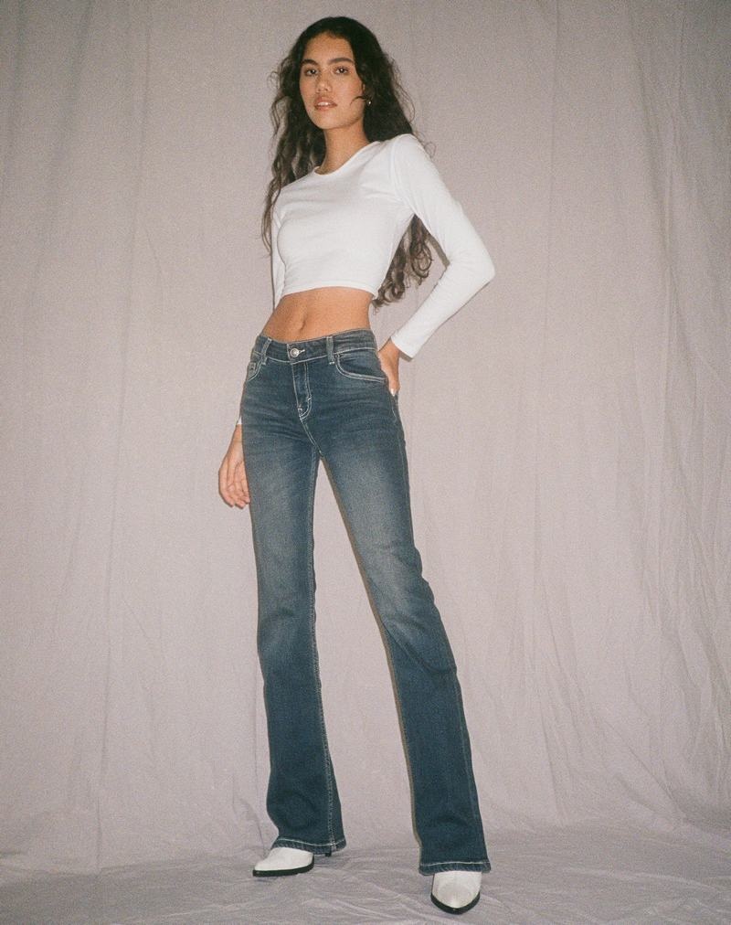 Motel Rocks Low Rise Bootleg Jeans Damen Dunkelblau | YXH1353JX