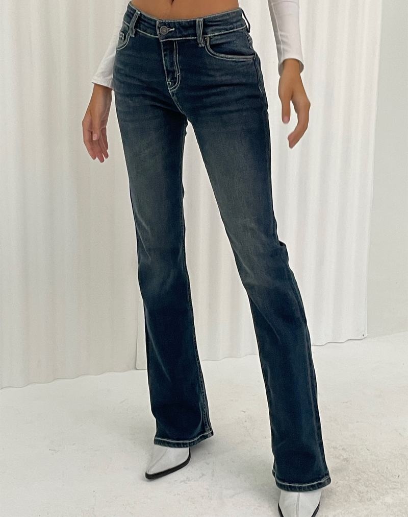 Motel Rocks Low Rise Bootleg Jeans Damen Dunkelblau | YXH1353JX