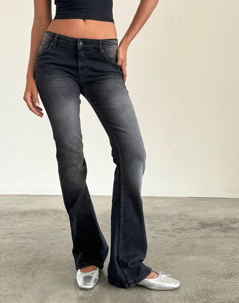 Motel Rocks Low Rise Flared Jeans Damen Schwarz | GZW7245BB