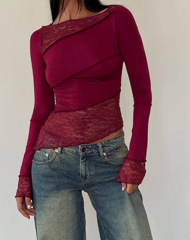 Motel Rocks Lucca Long Sleeve T-shirts Damen Rot | ZMI2038MR