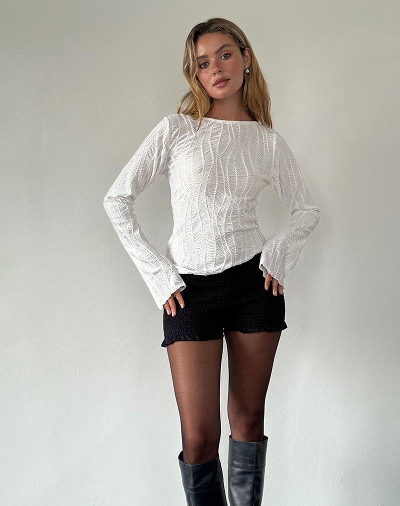 Motel Rocks Lucca Ripple T-shirts Damen Weiß | CUZ7191QZ