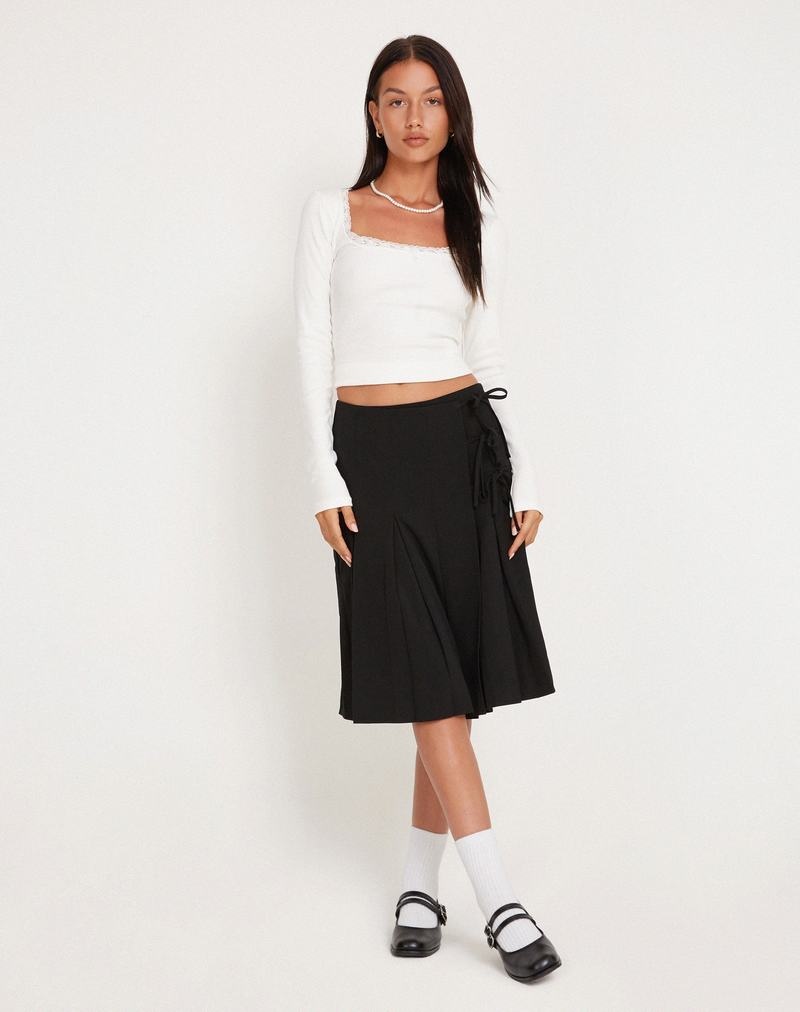 Motel Rocks Madelyn Falten Midi Röcke Damen Schwarz | RFX5885ZE