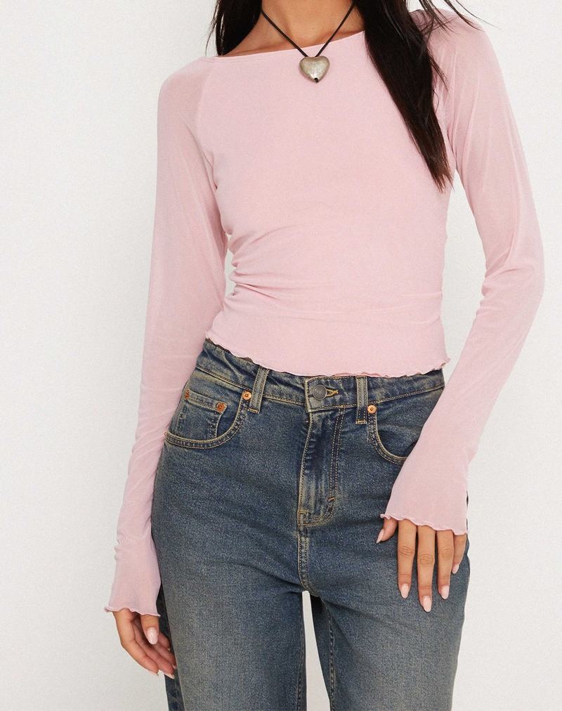 Motel Rocks Mahira Long Sleeve Mesh T-shirts Damen Rosa | TQY8174ET