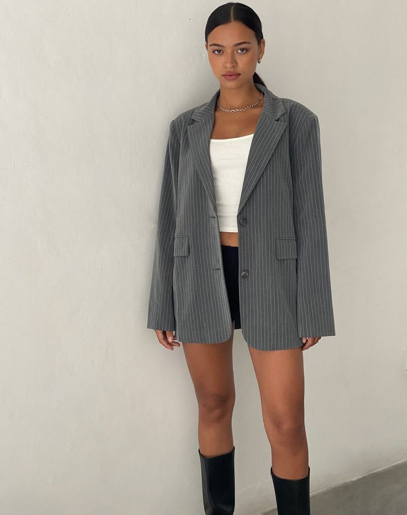 Motel Rocks Maiwa Blazer Damen Grau | RVD5977BH