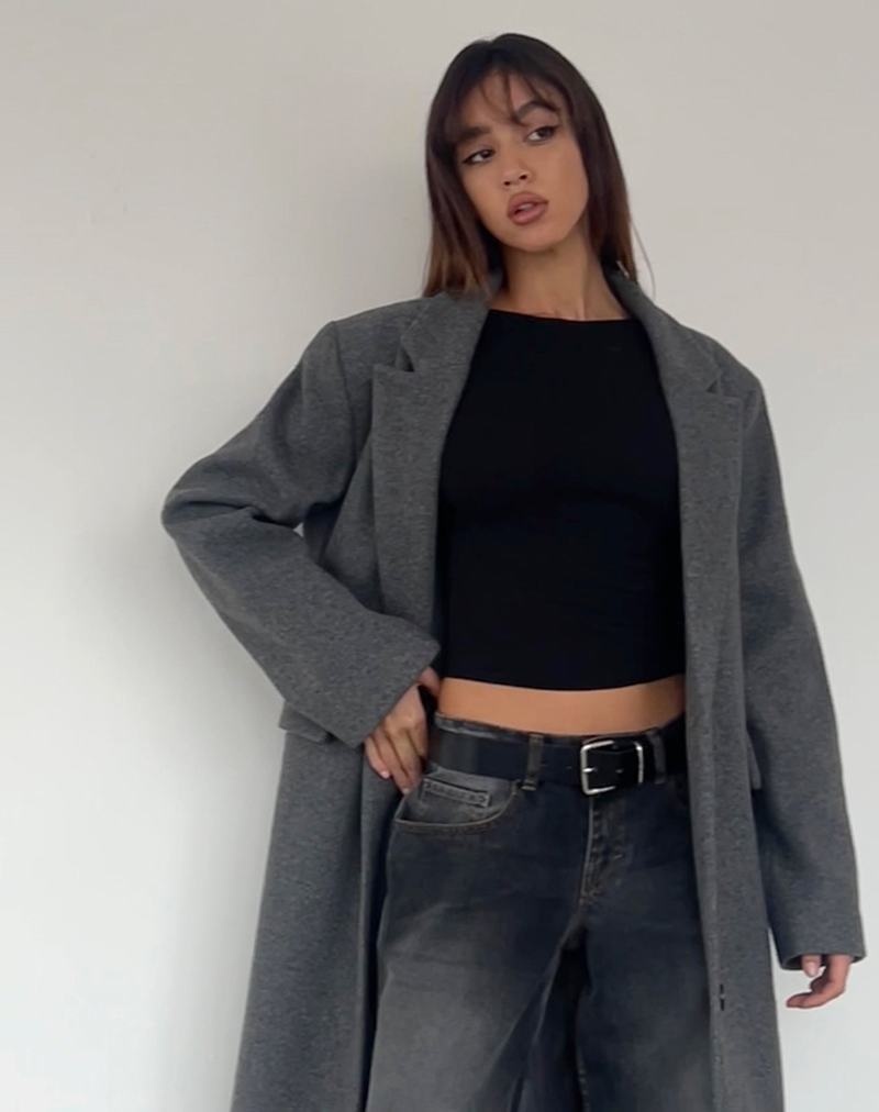 Motel Rocks Malati Longline Mäntel Damen Grau | IYV3181DQ