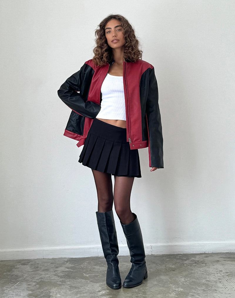 Motel Rocks Marion Pu Biker-jacke Damen Rot Schwarz | SNP7713ZV