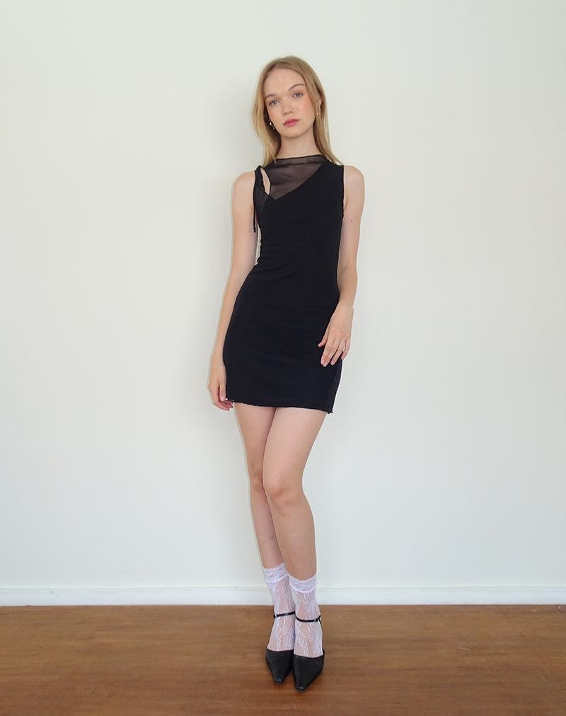 Motel Rocks Masita Asymmetric Minikleid Damen Schwarz | OTH7464AA