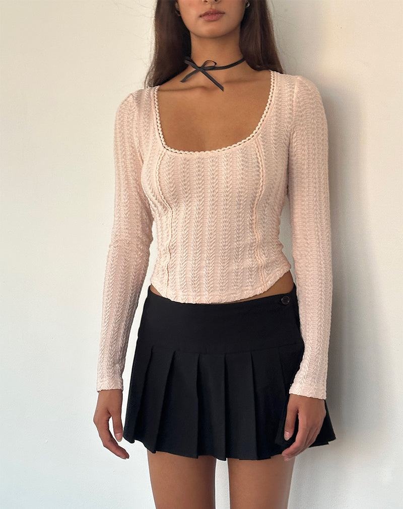 Motel Rocks Melissa Textured Long Sleeve T-shirts Damen Weiß | AUT8710WP