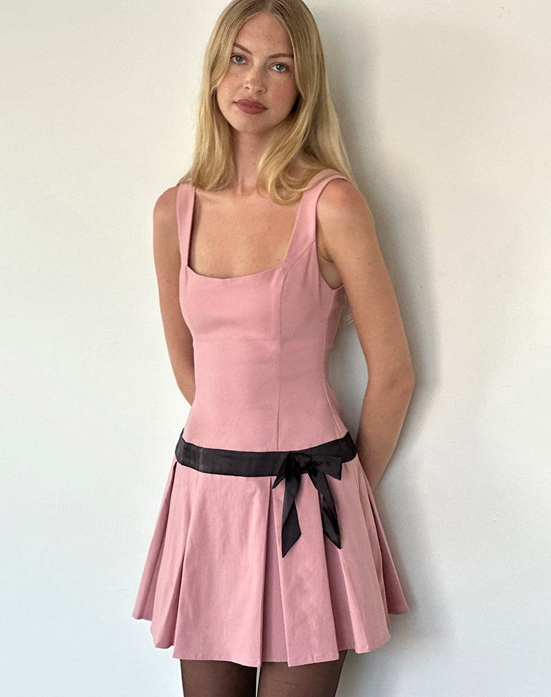 Motel Rocks Michelia Minikleid Damen Rosa Schwarz | MNA2777ON