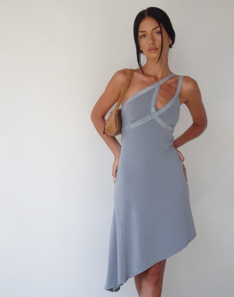 Motel Rocks Motel X Jacquie Chrissy Asymmetric Minikleid Damen Grau | KLC176RZ