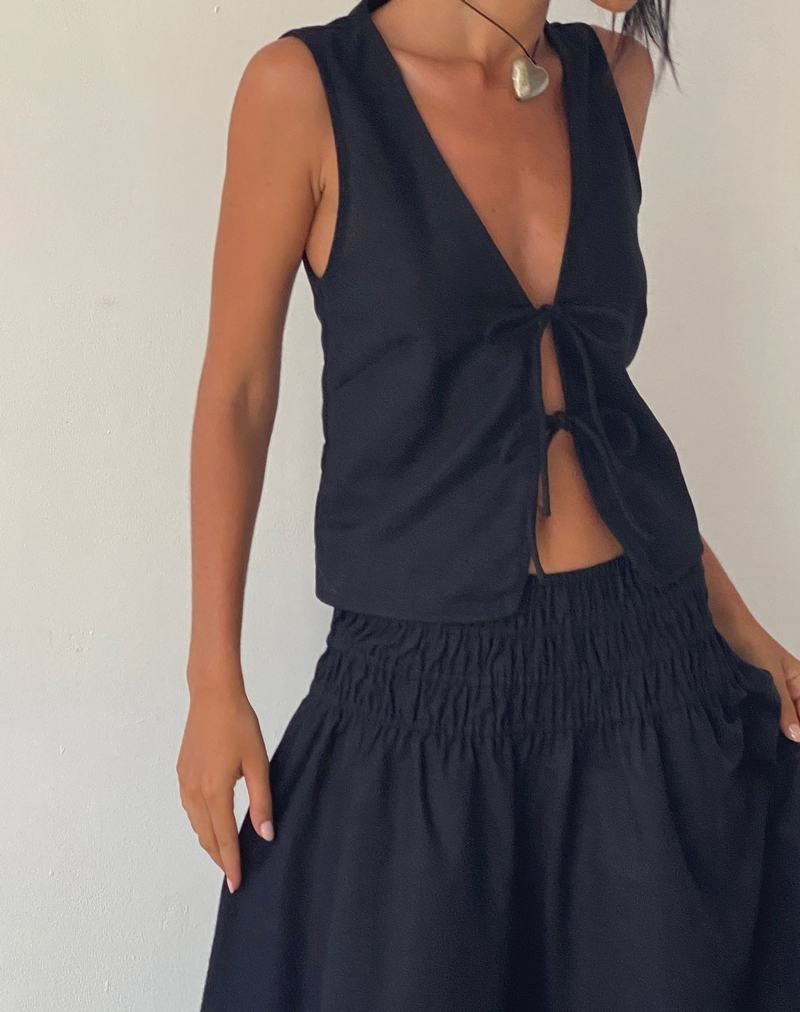 Motel Rocks Motel X Jacquie Kayve Tie Front Kurz Geschnittene Oberteile Damen Schwarz | DCL4786JP