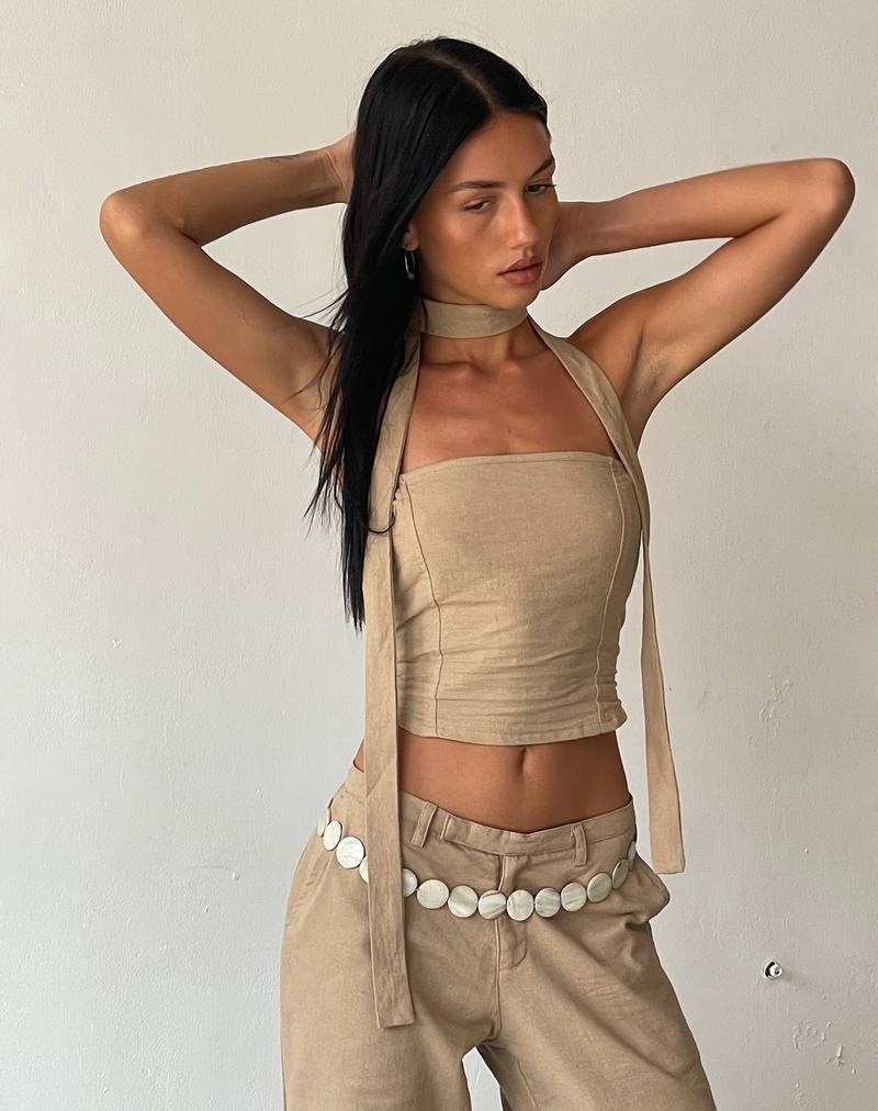 Motel Rocks Motel X Jacquie Shaloe And Scarf Set Bandeau-Bh Damen Hellgrau Braun | EZF367NG