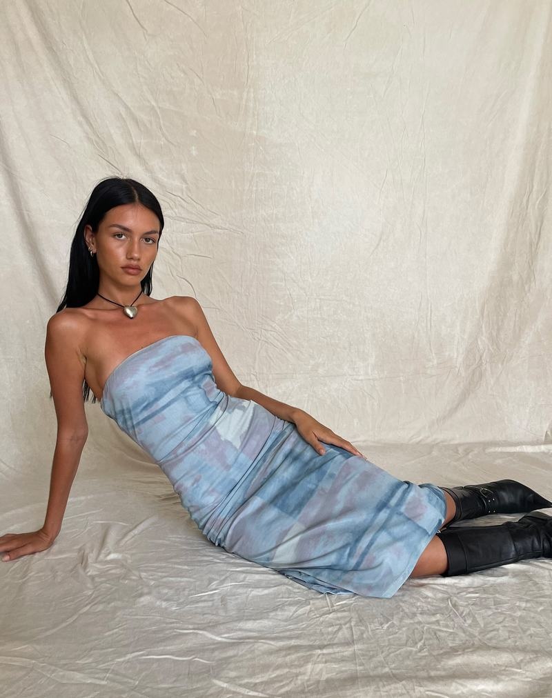 Motel Rocks Motel X Jacquie Suki Bandeau Midi-kleid Damen Blau | PHT716EO