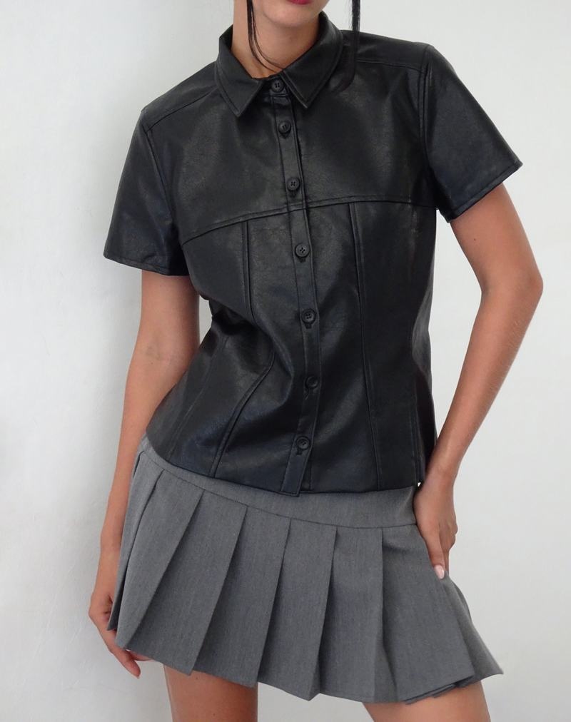 Motel Rocks Mulan Kurzes Sleeve Hemd Damen Schwarz | IXQ1654EZ