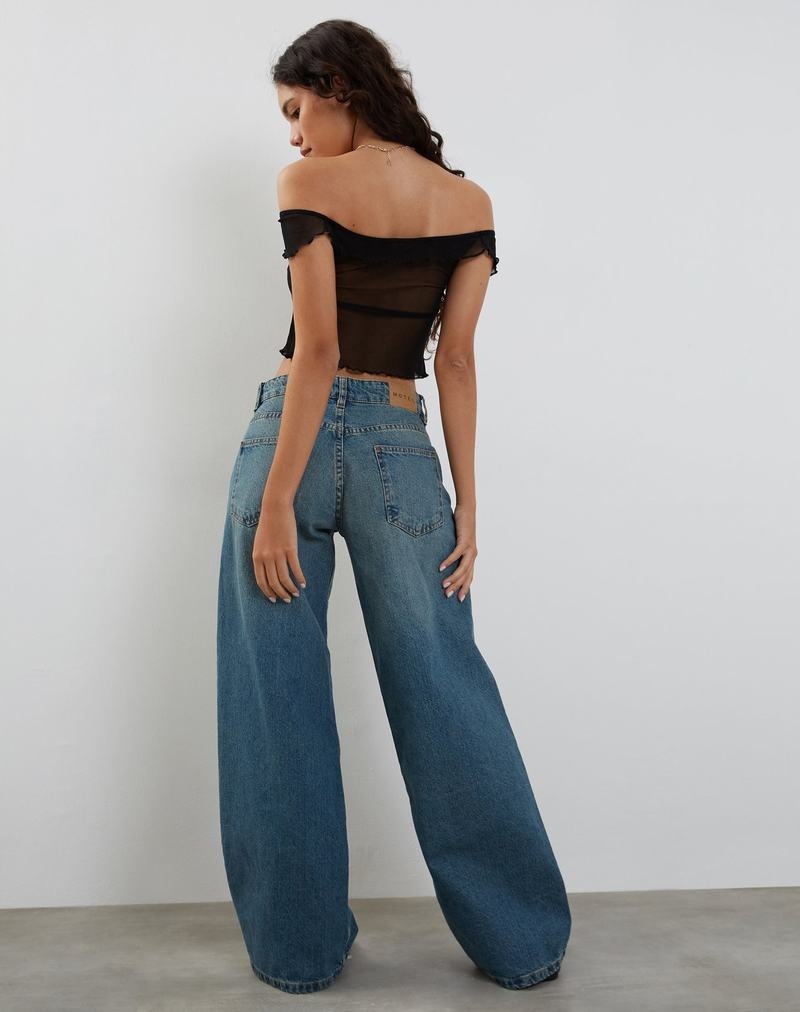 Motel Rocks Nabil Bardot Weste Damen Schwarz | BKL3615QS