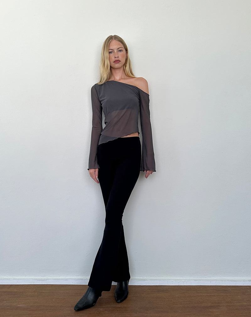 Motel Rocks Narcissa Asymmetric Long Sleeve T-shirts Damen Blau Grau | MVW961IG