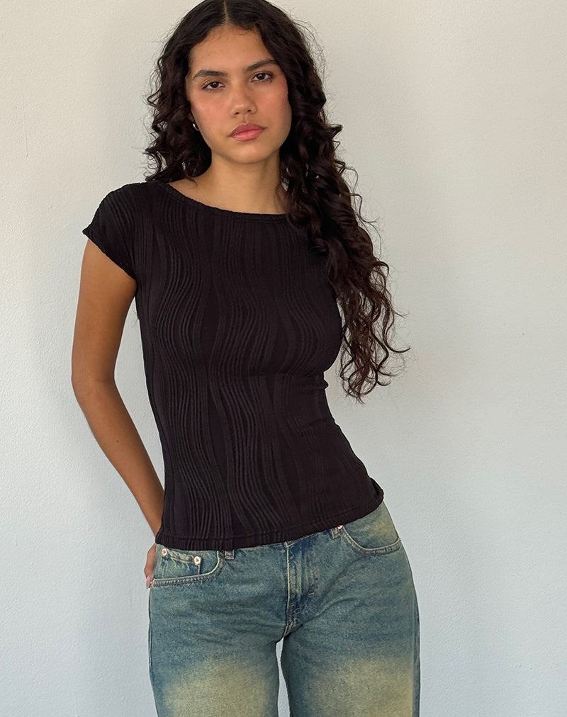 Motel Rocks Nova Top T-shirts Damen Schwarz | XSF9494CQ