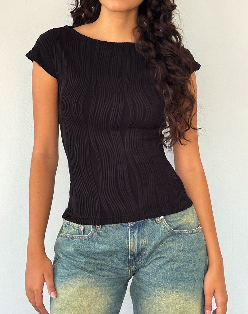 Motel Rocks Nova Top T-shirts Damen Schwarz | XSF9494CQ