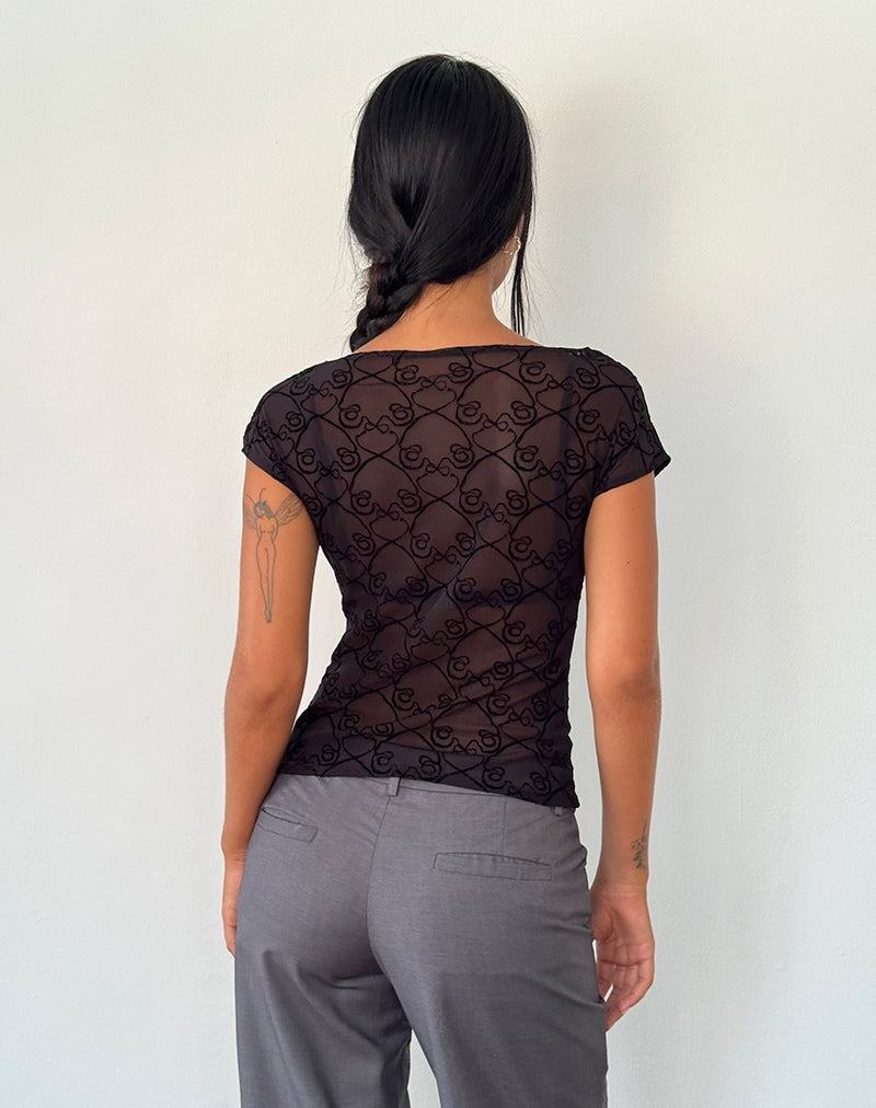 Motel Rocks Nova Top T-shirts Damen Schwarz | DAT1947AY