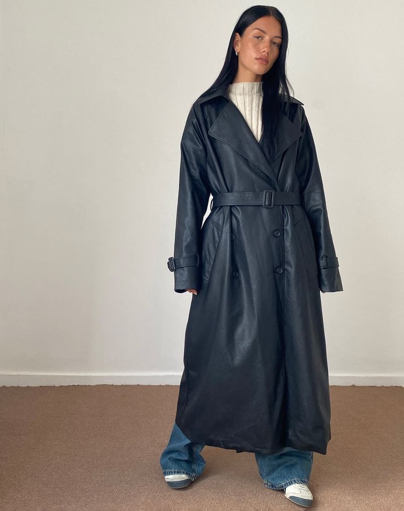 Motel Rocks Orcati Double Breasted Trenchcoat Damen Schwarz | KCT516AC