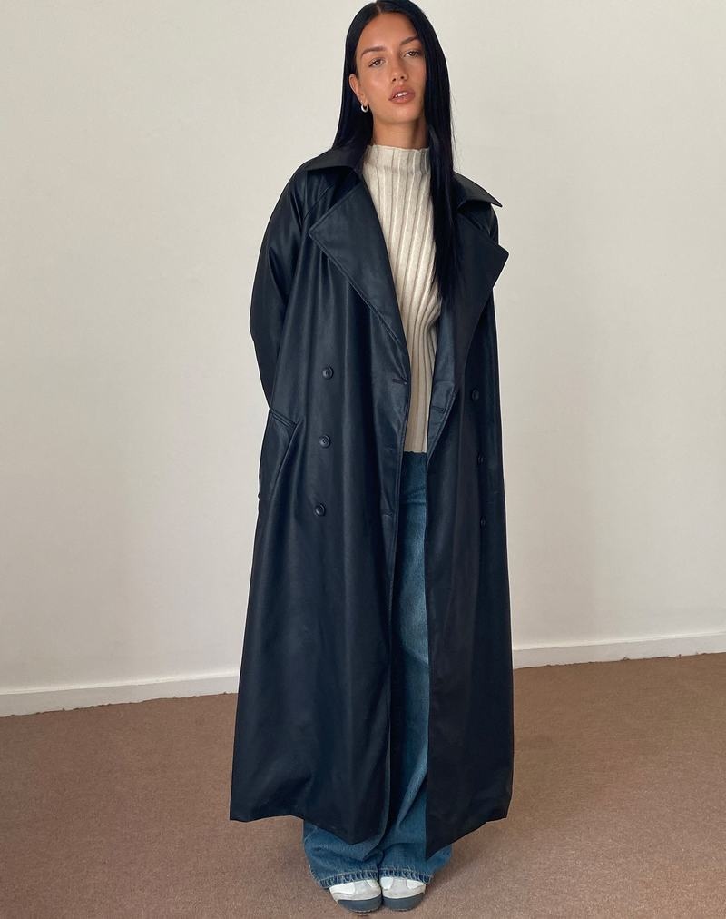 Motel Rocks Orcati Double Breasted Trenchcoat Damen Schwarz | KCT516AC