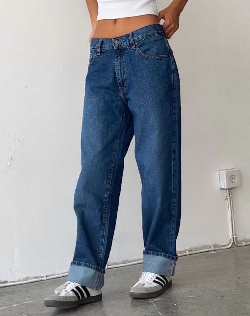 Motel Rocks Oversized Dad Low Rise Jeans Damen Blau | HFK1466FW
