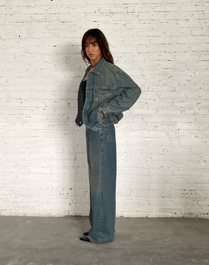 Motel Rocks Oversized Jeansjacken Damen Braun Blau | IUW8117AF