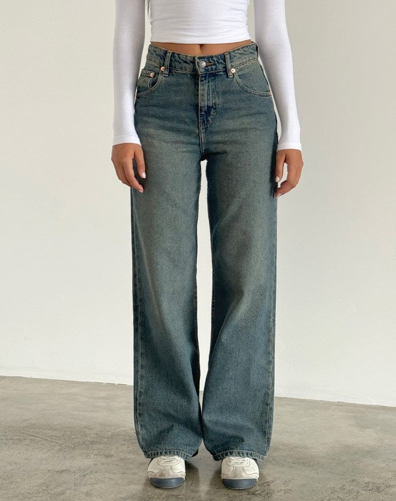 Motel Rocks Parallel Jeans Damen Braun Blau | SCX7763DH